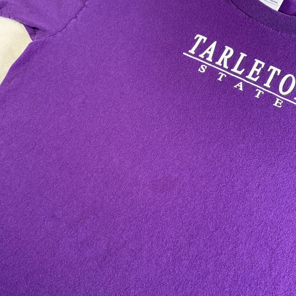 Vintage Tarleton State Shirt Mens Large Purple College Graphic Jerzees USA 90s - Picture 3 of 8